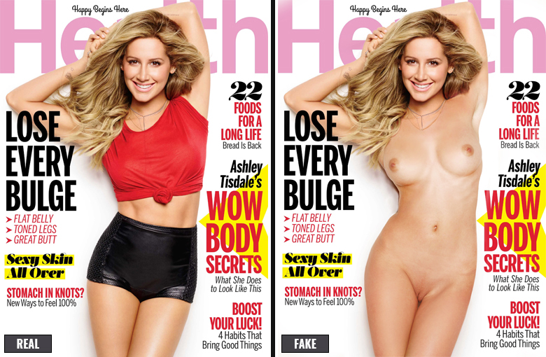 Ashley Tisdale Fake Nude Before After
