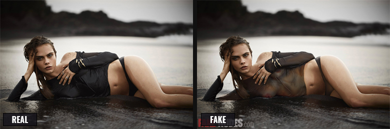 Cara Delevingne Fake X-ray Before After