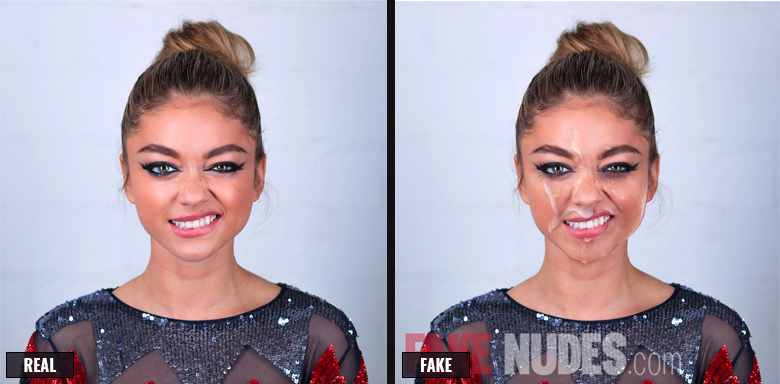 Sarah Hyland Fake cumshot Before After