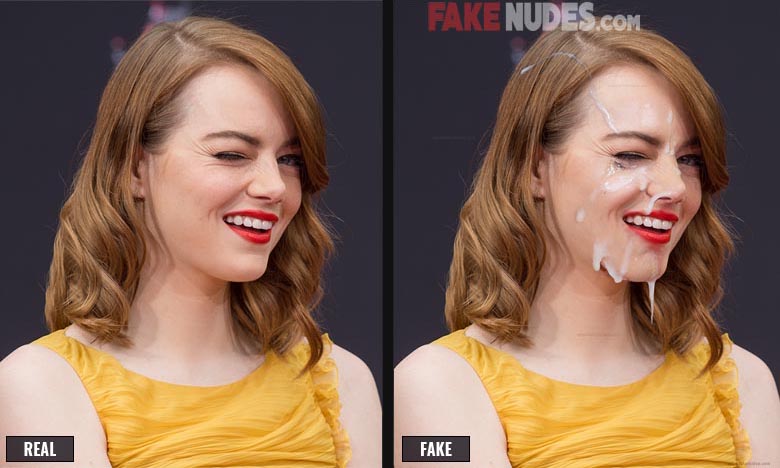 Emma Stone Fake Cumshot Before After