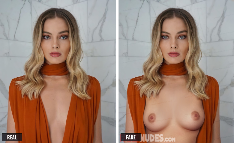 Margot Robbie Fake Nudes Before After